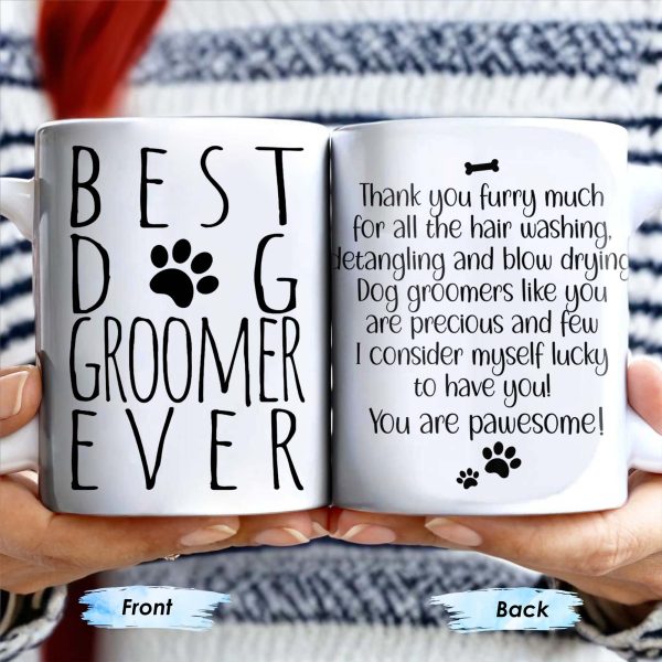 Thank You Furry Much, Precious Dog Groomers, Bone And Paw Prints - Personalized Custom Coffee Mug - DOG069_MG Thank You Furry Much, Precious Dog Groomers, Bone And Paw Prints - Personalized Custom Coffee Mug - DOG069_MG