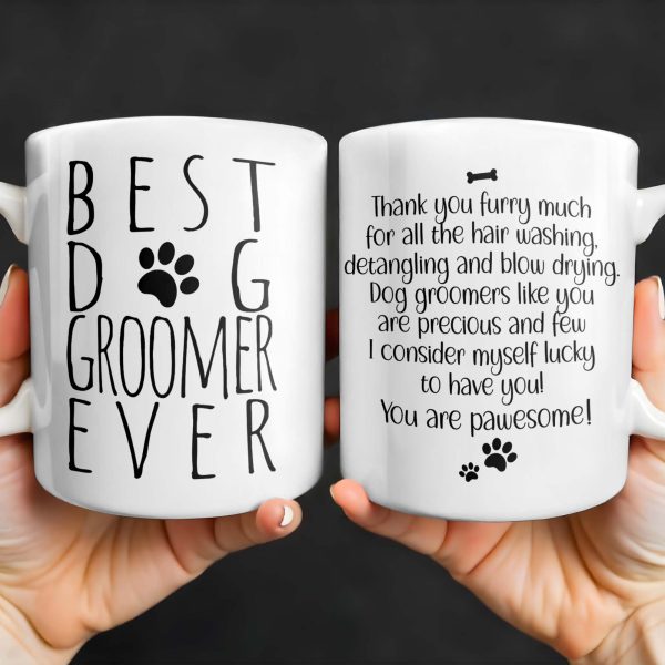 Thank You Furry Much, Precious Dog Groomers, Bone And Paw Prints - Personalized Custom Coffee Mug - DOG069_MG Thank You Furry Much, Precious Dog Groomers, Bone And Paw Prints - Personalized Custom Coffee Mug - DOG069_MG