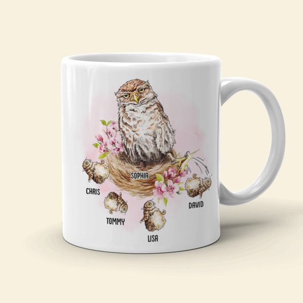 Thank You Mom For Teaching Us To Spread Our Wings - Funny Mom Bird Owl - Personalized Coffee Mug - Mother's Day Gift - Mother's Day Mug - Gift For Mom