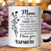 Thank You Mom Personalized Mug, Minimalist Mama Gift with Custom Name