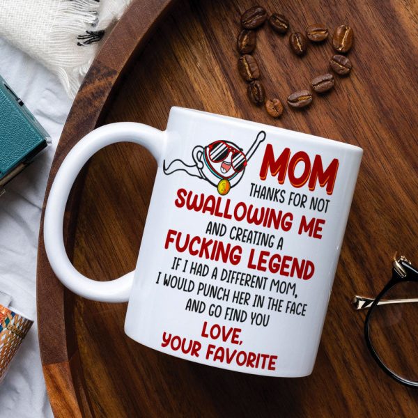 Thanks For Not Swallowing Me Personalized Mug, Funny Mother's Day Gifts