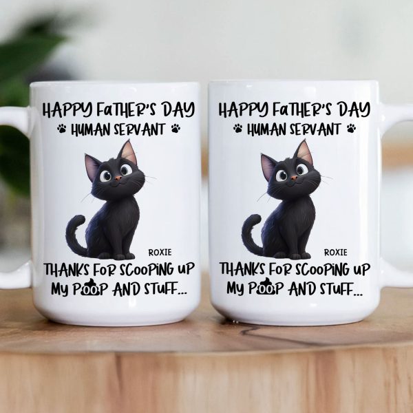 "Thanks for Scooping My Poop" Father's Day White Ceramic Mug Custom Pet Design for Dad