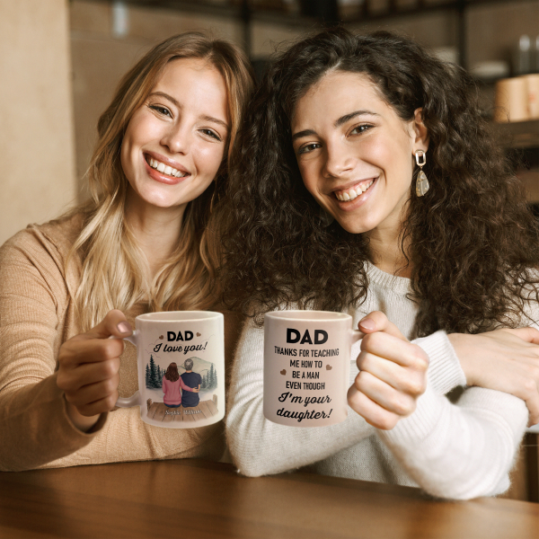 Thanks For Teaching Me How To Be A Man - Personalized Mug - Birthday Father's Day Gift For Dad, Step Dad - Gift From Daughters Thanks For Teaching Me How To Be A Man - Personalized Mug - Birthday Father's Day Gift For Dad, Step Dad - Gift From Daughters