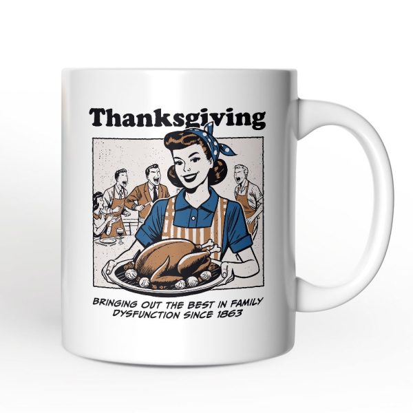 Thanksgiving Family Dysfunction Retro Personalized Mug, Funny Sarcastic Humor Gift with Custom Name Thanksgiving Family Dysfunction Retro Personalized Mug, Funny Sarcastic Humor Gift with Custom Name