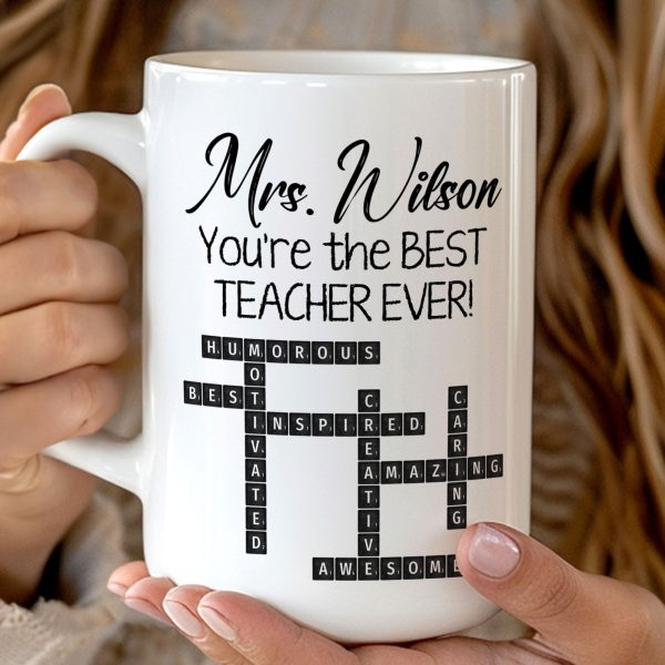 The Best Teacher Scrabble Name Affirmation - Personalized Mug The Best Teacher Scrabble Name Affirmation - Personalized Mug