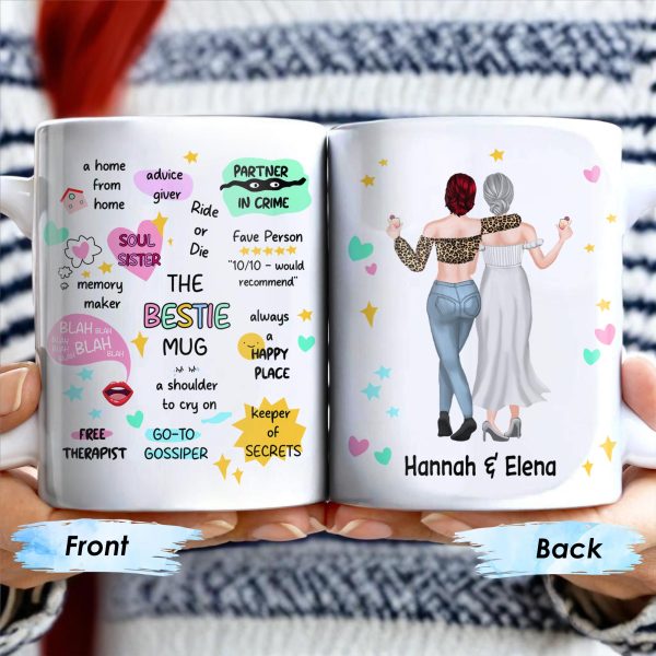 The Bestie Mug With Two Girls Design - Personalized Custom Coffee Mug - BST149_MG