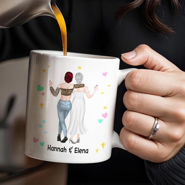 The Bestie Mug With Two Girls Design - Personalized Custom Coffee Mug - BST149_MG