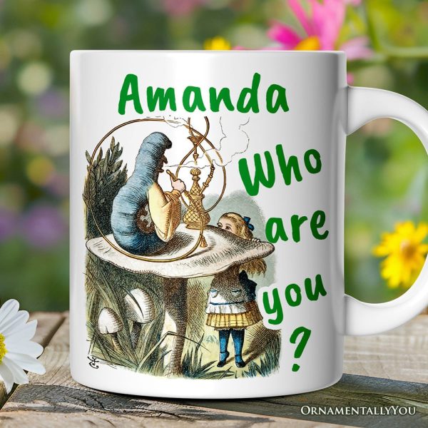 The Caterpillar Who Are You Vintage Personalized Mug, Alice's Adventures in Wonderland with Custom Name The Caterpillar Who Are You Vintage Personalized Mug, Alice's Adventures in Wonderland with Custom Name