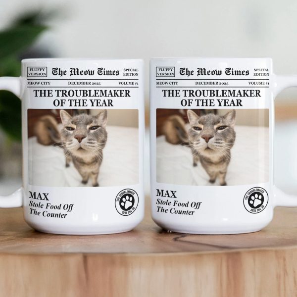 The Dog Times, The Meow Times - Troublemaker Of The Year - Personalized Photo Mug The Dog Times, The Meow Times - Troublemaker Of The Year - Personalized Photo Mug