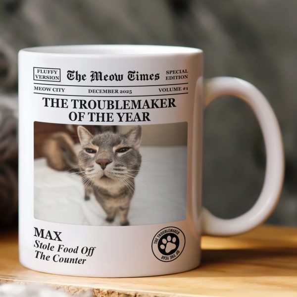 The Dog Times, The Meow Times - Troublemaker Of The Year - Personalized Photo Mug The Dog Times, The Meow Times - Troublemaker Of The Year - Personalized Photo Mug