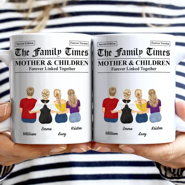 The Family Times Mother And Daughters Sons Newspaper Theme - Personalized Mug The Family Times Mother And Daughters Sons Newspaper Theme - Personalized Mug