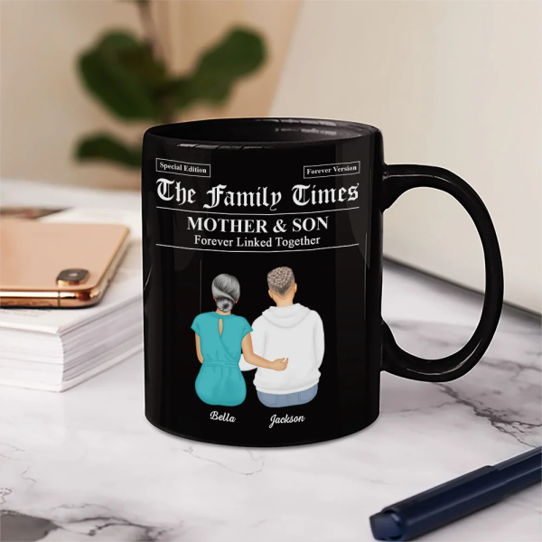 The Family Times Mother And Daughters Sons Newspaper Theme - Personalized Mug The Family Times Mother And Daughters Sons Newspaper Theme - Personalized Mug