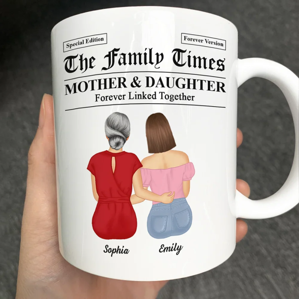 The Family Times Mother And Daughters Sons Newspaper Theme - Personalized Mug The Family Times Mother And Daughters Sons Newspaper Theme - Personalized Mug