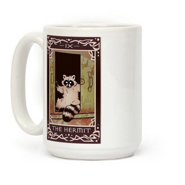 The Hermit Raccoon Tarot Card Coffee Mug The Hermit Raccoon Tarot Card Coffee Mug