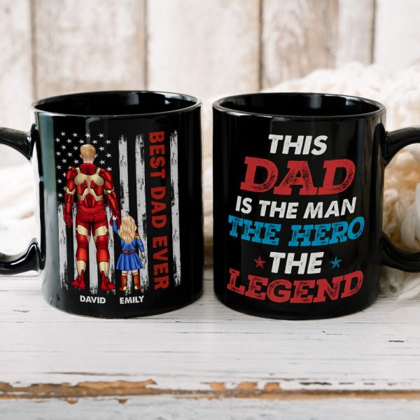 The Hero Dad 04dnhn050523TM Personalized Black Mug