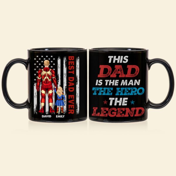 The Hero Dad 04dnhn050523TM Personalized Black Mug