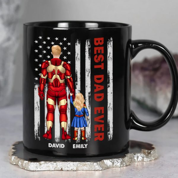 The Hero Dad 04dnhn050523TM Personalized Black Mug