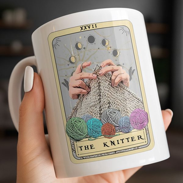 The Knitter Tarot Card Style With Yarn Balls - Personalized Custom Coffee Mug - HOB055_MG