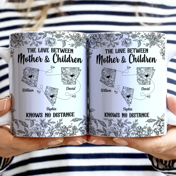 The Love Between Mother & Daughter Knows No Distance Toile - Personalized White Edge-to-Edge Mug The Love Between Mother & Daughter Knows No Distance Toile - Personalized White Edge-to-Edge Mug
