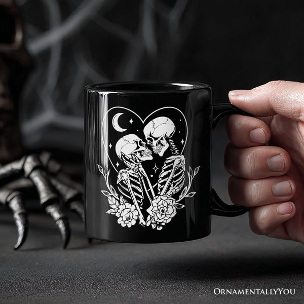 The Lovers Skeletons Personalized Mug, Spooky Gothic Couple Gift with Custom Name The Lovers Skeletons Personalized Mug, Spooky Gothic Couple Gift with Custom Name