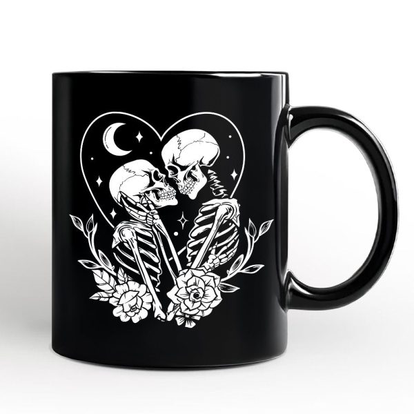 The Lovers Skeletons Personalized Mug, Spooky Gothic Couple Gift with Custom Name The Lovers Skeletons Personalized Mug, Spooky Gothic Couple Gift with Custom Name