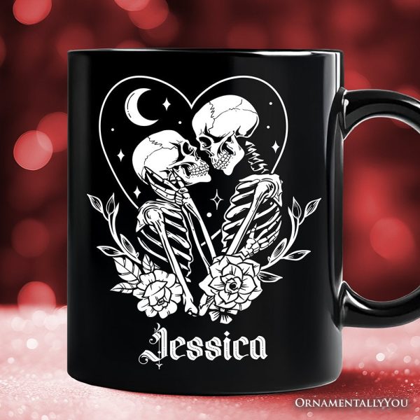 The Lovers Skeletons Personalized Mug, Spooky Gothic Couple Gift with Custom Name The Lovers Skeletons Personalized Mug, Spooky Gothic Couple Gift with Custom Name