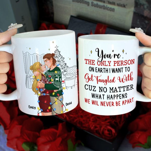 The only person on earth to get tangled with , Personalized White Mug for Couples