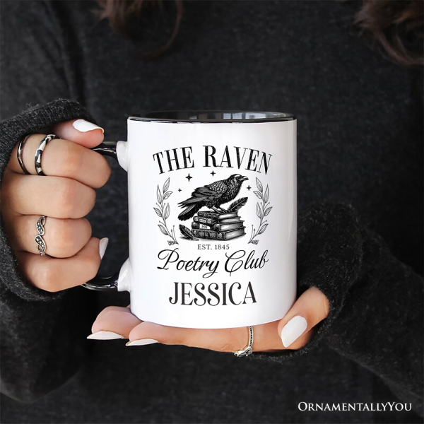 The Raven Poetry Club Edgar Allan Poe Personalized Mug, Dark Academia Bookish Gift with Custom Name The Raven Poetry Club Edgar Allan Poe Personalized Mug, Dark Academia Bookish Gift with Custom Name