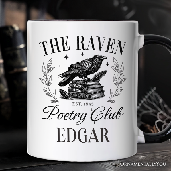 The Raven Poetry Club Edgar Allan Poe Personalized Mug, Dark Academia Bookish Gift with Custom Name The Raven Poetry Club Edgar Allan Poe Personalized Mug, Dark Academia Bookish Gift with Custom Name