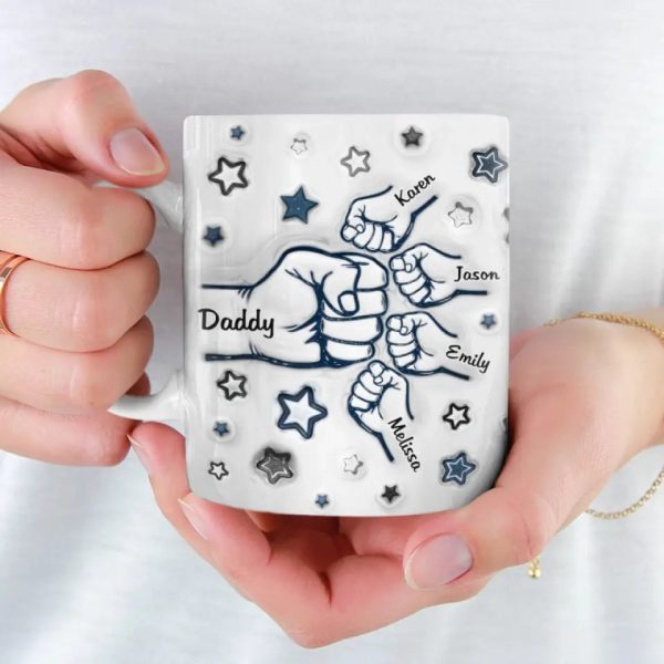 The Strong Bond Between Dad And Children - Family Personalized Custom 3D Inflated Effect Printed Mug - Father's Day, Gift For Dad, Grandpa The Strong Bond Between Dad And Children - Family Personalized Custom 3D Inflated Effect Printed Mug - Father's Day, Gift For Dad, Grandpa