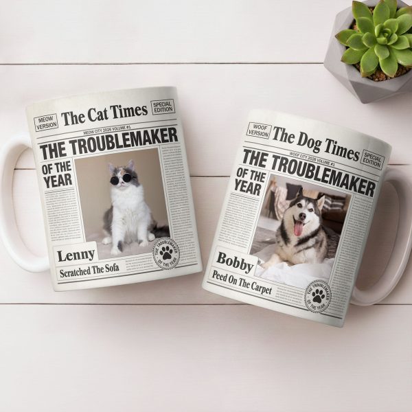 The Troublemaker Of The Year Dog Coffee Mug - Personalized Custom Coffee Mug - PET160_MG