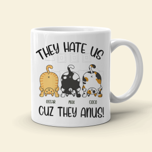 They Hate Us Cuz They Anus Personalized Cat Mug, Gift For Cat Lovers