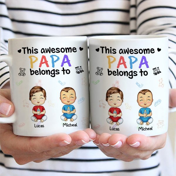 This Awesome Daddy Mommy Belongs To - Loving Gift For Mother, Father, Grandma, Grandpa - Personalized Custom Mug This Awesome Daddy Mommy Belongs To - Loving Gift For Mother, Father, Grandma, Grandpa - Personalized Custom Mug
