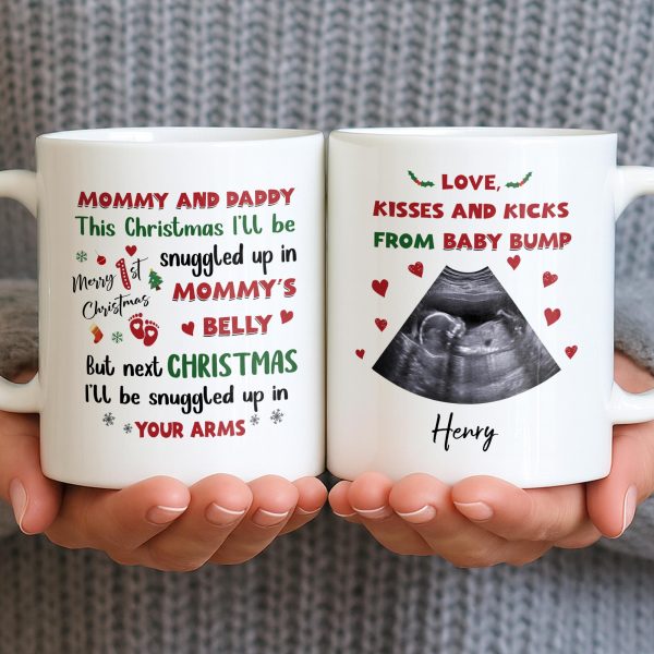 This Christmas Snuggled Up In Mommy's Belly, Baby Announcement - Personalized Custom Coffee Mug - XMAS208_MG This Christmas Snuggled Up In Mommy's Belly, Baby Announcement - Personalized Custom Coffee Mug - XMAS208_MG