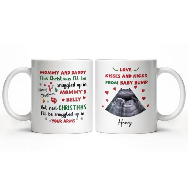 This Christmas Snuggled Up In Mommy's Belly, Baby Announcement - Personalized Custom Coffee Mug - XMAS208_MG This Christmas Snuggled Up In Mommy's Belly, Baby Announcement - Personalized Custom Coffee Mug - XMAS208_MG