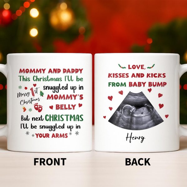 This Christmas Snuggled Up In Mommy's Belly, Baby Announcement - Personalized Custom Coffee Mug - XMAS208_MG This Christmas Snuggled Up In Mommy's Belly, Baby Announcement - Personalized Custom Coffee Mug - XMAS208_MG