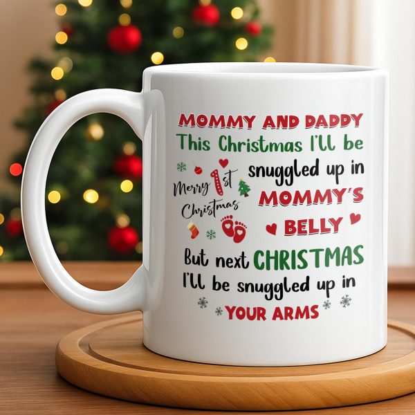 This Christmas Snuggled Up In Mommy's Belly, Baby Announcement - Personalized Custom Coffee Mug - XMAS208_MG This Christmas Snuggled Up In Mommy's Belly, Baby Announcement - Personalized Custom Coffee Mug - XMAS208_MG