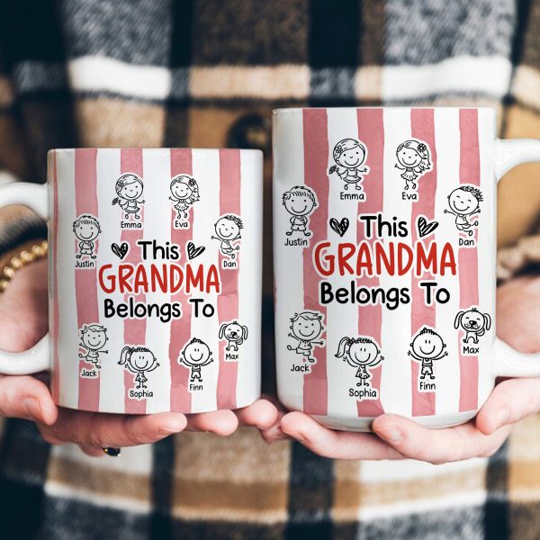 This Grandma Belongs To Doodle Watercolor - Personalized Mug