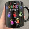 This Grandpa Belongs To Hand Prints Doodle - Personalized Black Mug This Grandpa Belongs To Hand Prints Doodle - Personalized Black Mug