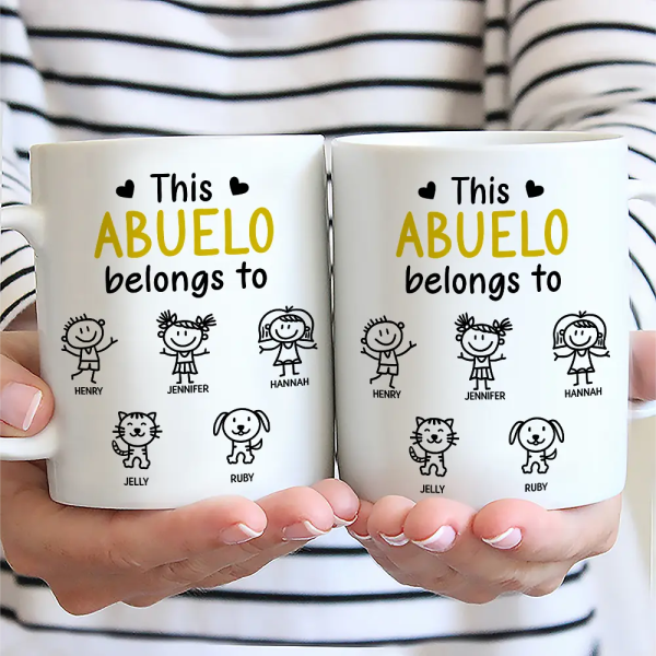 This Grandpa Belongs To Kid Stick Figures - Personalized Mug This Grandpa Belongs To Kid Stick Figures - Personalized Mug