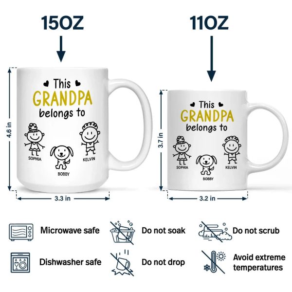 This Grandpa Belongs To Kid Stick Figures - Personalized Mug This Grandpa Belongs To Kid Stick Figures - Personalized Mug