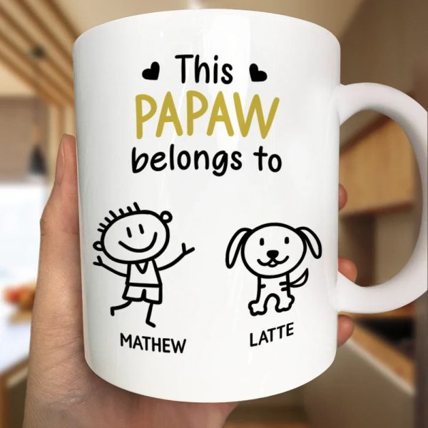 This Grandpa Belongs To Kid Stick Figures - Personalized Mug This Grandpa Belongs To Kid Stick Figures - Personalized Mug