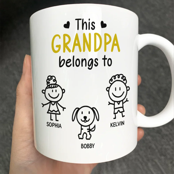 This Grandpa Belongs To Kid Stick Figures - Personalized Mug This Grandpa Belongs To Kid Stick Figures - Personalized Mug