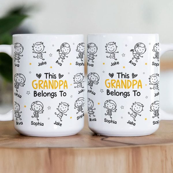 This Grandpa Grandma Belongs To - Personalized Mug