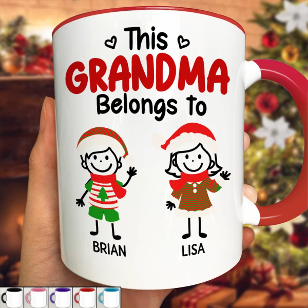This Grandpa Grandma Belongs To Christmas Kid Stick Figures - Personalized Accent Mug This Grandpa Grandma Belongs To Christmas Kid Stick Figures - Personalized Accent Mug