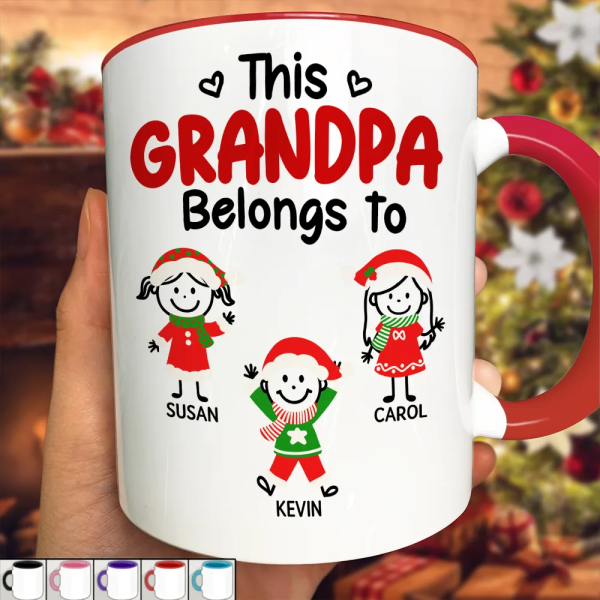 This Grandpa Grandma Belongs To Christmas Kid Stick Figures - Personalized Accent Mug This Grandpa Grandma Belongs To Christmas Kid Stick Figures - Personalized Accent Mug