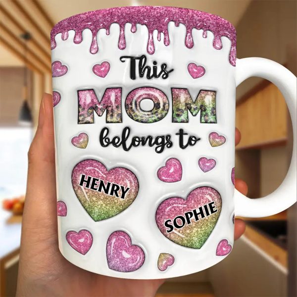 This Mom Grandma Belongs To Heart Icon - 3D Inflated Effect Printed, Personalized White Edge-to-Edge Mug This Mom Grandma Belongs To Heart Icon - 3D Inflated Effect Printed, Personalized White Edge-to-Edge Mug