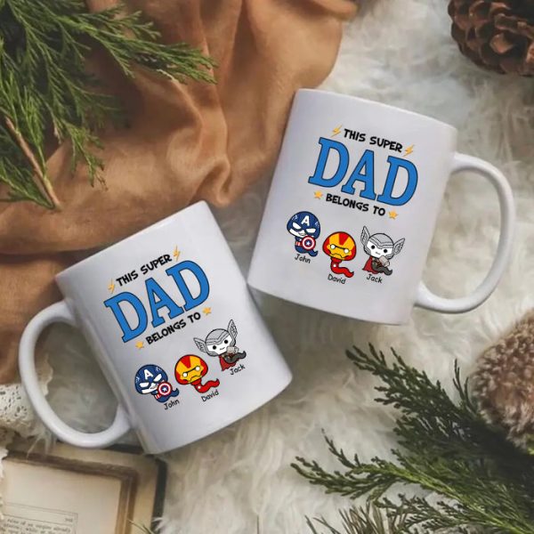 This Super Dad Belongs To Super Hero - Gift For Dad - Personalized Ceramic Mug This Super Dad Belongs To Super Hero - Gift For Dad - Personalized Ceramic Mug