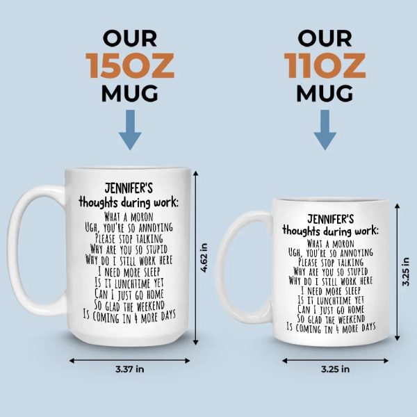 Thoughts During Work - Coworker Personalized Custom Mug - Christmas Gift For Coworkers, Work Friends, Colleagues