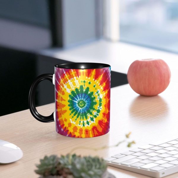 Tie Dye Coffee Mug Funny Ceramic Mug, Novelty Gift Idea for Friends Coworkers, Cool Coffee Cup for Home Office Kitchen Decor